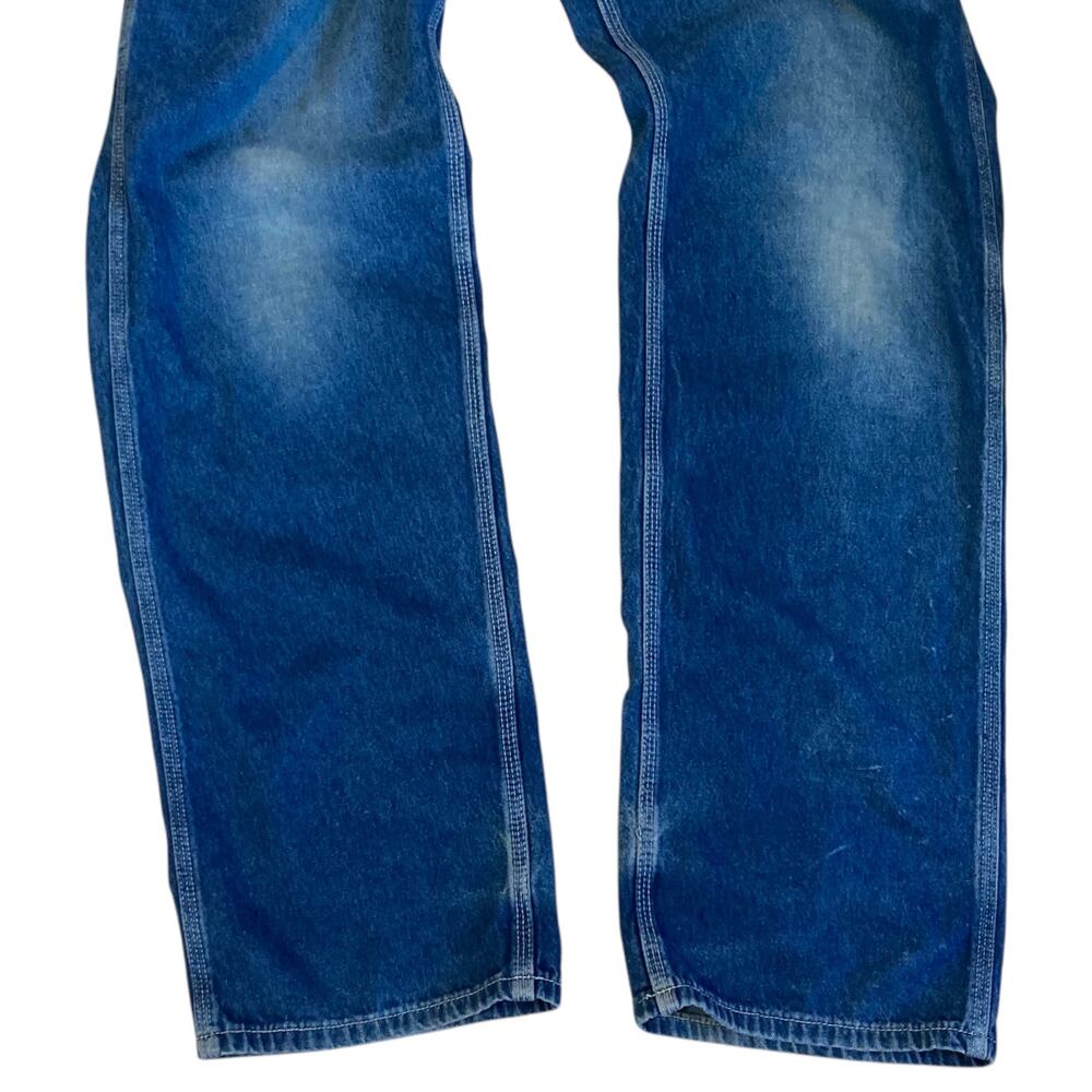 Vintage 90s Y2K Carhartt Distressed Feathered Faded Denim Blue Jeans Size 34x34 - Picture 13 of 14